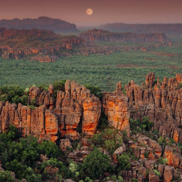 Moon rising over Kakadu escarpment