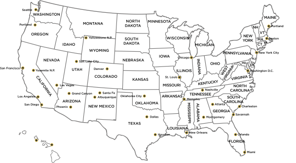 America with Hawaii Map