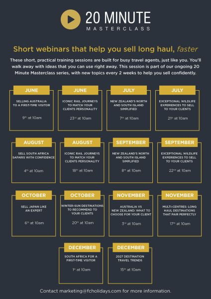 20 Minute Masterclass Calendar