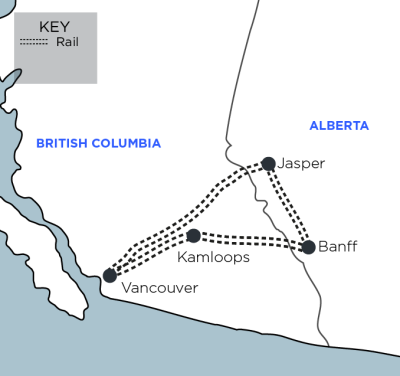 Rockies Circle by Rail map