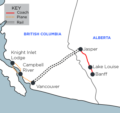 Rockies, Rail & Bears map